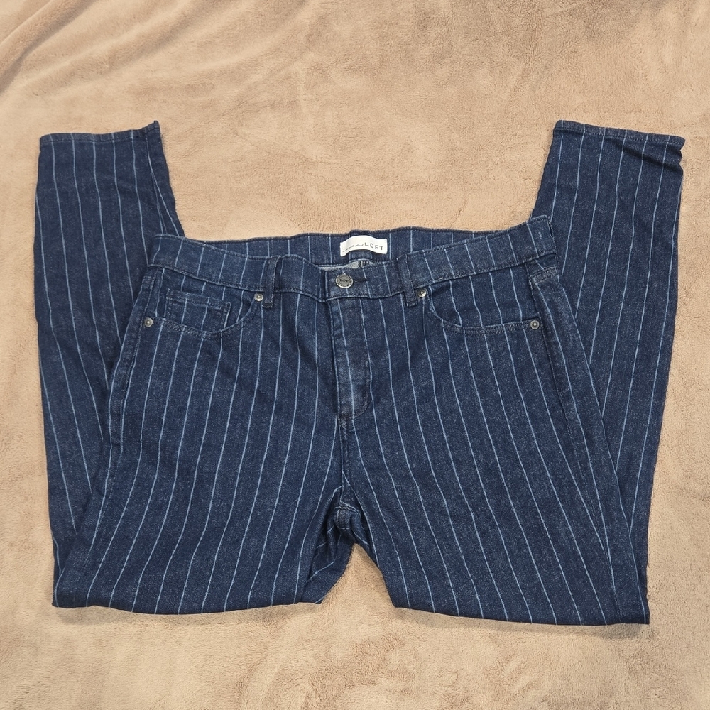 Loft Size 32 14 Skunny Blue Pinstripe Jeans